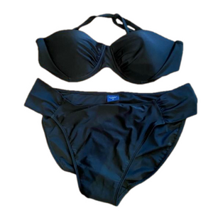 NWT Eliana Black High Waisted Bikini Set Two Piece Swimsuit Size 16